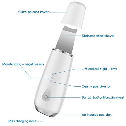 Espátula depuradora de Piel, Limpiador de poros con 3 Engranajes, espátula depuradora Facial, Extractor de Comedones para Limpieza Profunda Facial,Blanco