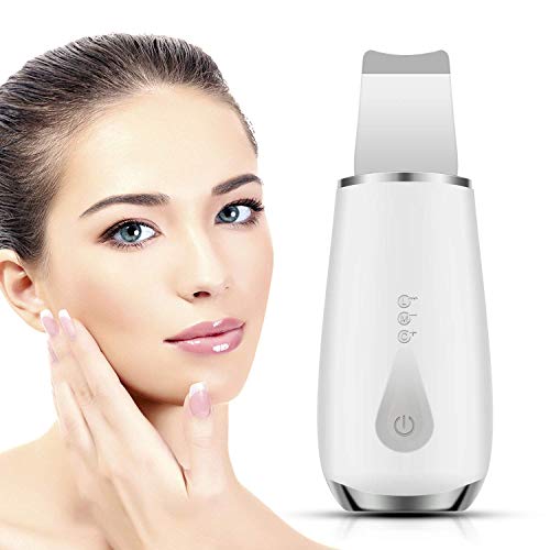 Espátula depuradora de Piel, Limpiador de poros con 3 Engranajes, espátula depuradora Facial, Extractor de Comedones para Limpieza Profunda Facial,Blanco