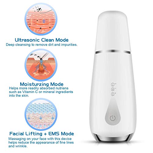 Espátula depuradora de Piel, Limpiador de poros con 3 Engranajes, espátula depuradora Facial, Extractor de Comedones para Limpieza Profunda Facial,Blanco