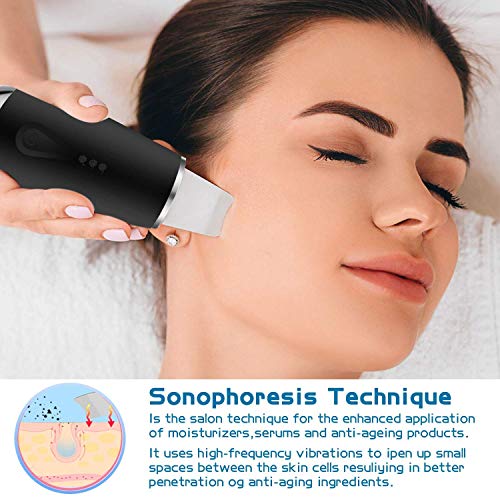 Espátula depuradora de Piel, Limpiador de poros con 3 Engranajes, espátula depuradora Facial, Extractor de Comedones para Limpieza Profunda Facial,Negro