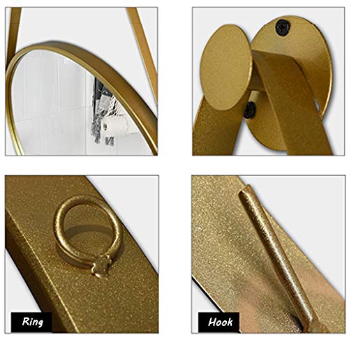 Espejo de Pared de 15.7 Pulgadas, Espejo de Entrada Redondo con decoración de Pared pequeña, con Correa para Colgar, para decoración del hogar, baño, Dormitorio, Sala de Estar (Dorado/Negro/blan