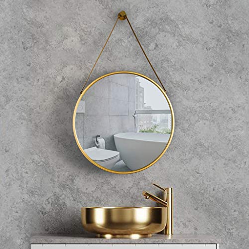 Espejo de Pared de 15.7 Pulgadas, Espejo de Entrada Redondo con decoración de Pared pequeña, con Correa para Colgar, para decoración del hogar, baño, Dormitorio, Sala de Estar (Dorado/Negro/blan