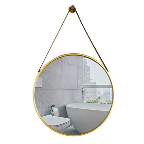 Espejo de Pared de 15.7 Pulgadas, Espejo de Entrada Redondo con decoración de Pared pequeña, con Correa para Colgar, para decoración del hogar, baño, Dormitorio, Sala de Estar (Dorado/Negro/blan