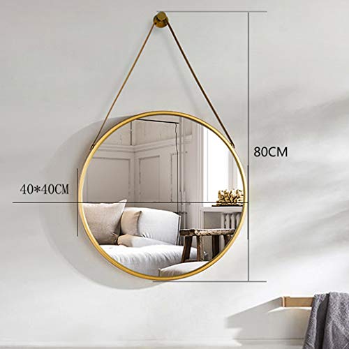 Espejo de Pared de 15.7 Pulgadas, Espejo de Entrada Redondo con decoración de Pared pequeña, con Correa para Colgar, para decoración del hogar, baño, Dormitorio, Sala de Estar (Dorado/Negro/blan