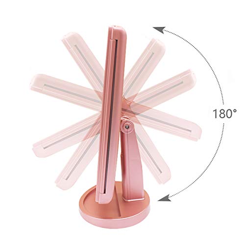 Espejo Maquillaje con Luz,WEILY Triple Espejo Plegable Lámpara LED 180 Grado de Rotación Coméstico con Mostrador, Regalos Originales para Mujer (Oro)