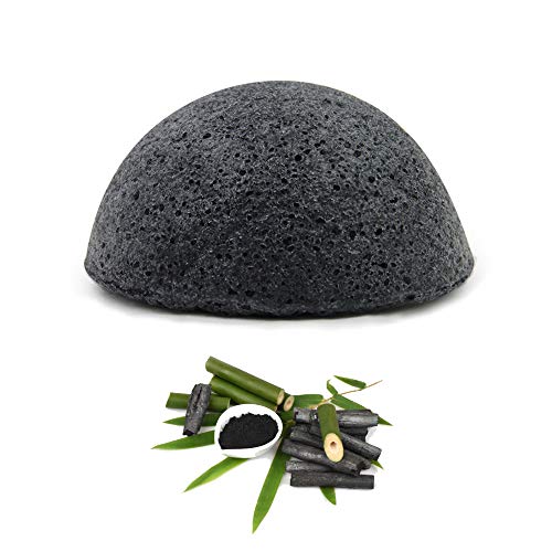 Esponja Konjac Exfoliante Suave Facial Natural, Orgánico, Bio, Ecológico, Vegano, Cuidado de la Piel, Limpieza Profunda, para Piel Propensa a Grasa y Acné - Pack de 4 Esponjas, 2 Blancas y 2 de Carbón