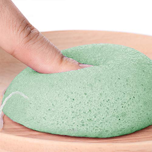 Esponja Konjac Facial 100% Naturales, 3 piezas Para la limpieza y exfoliación de la piel, Cuidado de la Piel, Limpieza Profunda, para todo tipo de pieles (Negro Carbón, Blanco y Verde)