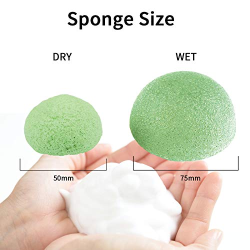 Esponja Konjac Facial 100% Naturales, Esponja Exfoliante Facial, 3PCS Esponja Konjac Cuidado de la Piel Facial y Limpieza Profundamente a la Piel Facial (Negro Carbón, Blanco y Verde）