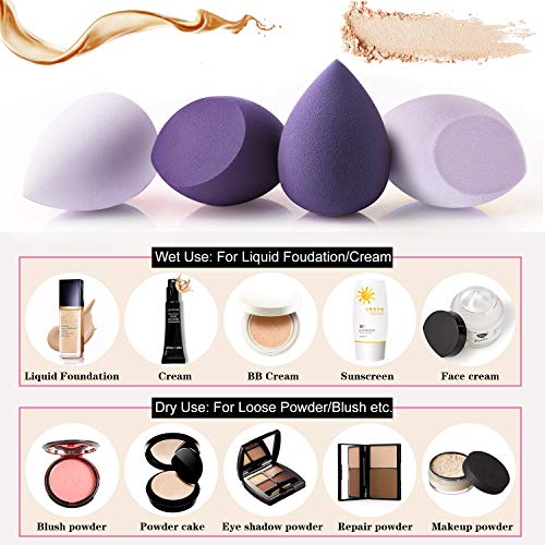 Esponja Maquillaje - Miss Gorgeous Makeup Blender Beauty Esponjas Para Maquillaje Facial Caja de Regalo (4unidades, Púrpura)