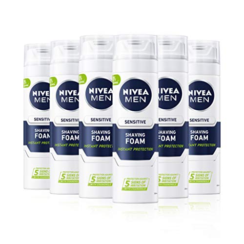 Espuma de afeitado de Nivea, para hombres con piel sensible, bote de 200 ml