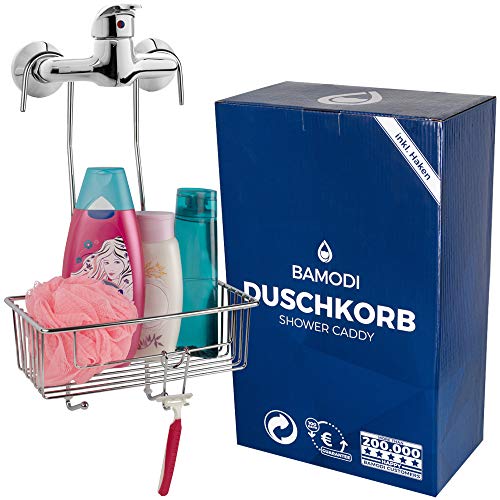 Estantería Baño Acero Inoxidable – Organizador Baño Colgante con Ganchos – Estanterías para Accesorios Baño Recubiertas de Silicona para Disminuir Ruido