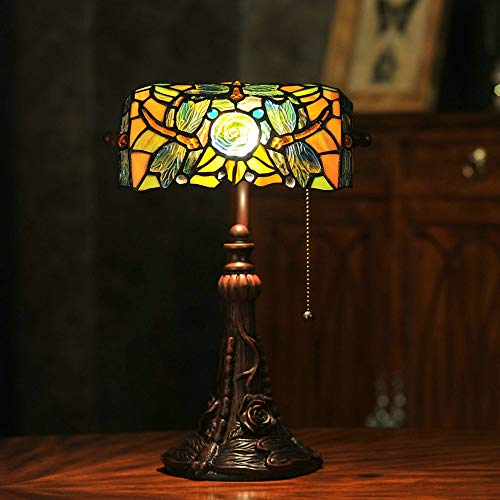 Estilo Tiffany Lámpara De Mesa Pastoral Turística Banquero Lámparas Para El Dormitorio Stained Glass Shade E27 Enchufe De Carga