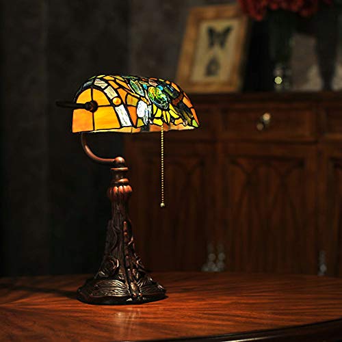 Estilo Tiffany Lámpara De Mesa Pastoral Turística Banquero Lámparas Para El Dormitorio Stained Glass Shade E27 Enchufe De Carga