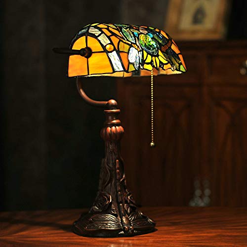 Estilo Tiffany Lámpara De Mesa Pastoral Turística Banquero Lámparas Para El Dormitorio Stained Glass Shade E27 Enchufe De Carga