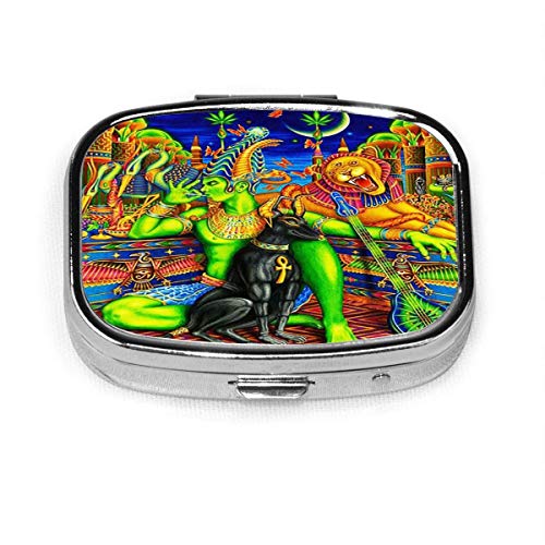 Estuche cuadrado para píldoras de león faraón para perro sirviente de perro caja portátil monedero tableta medicina titular organizador de viajes