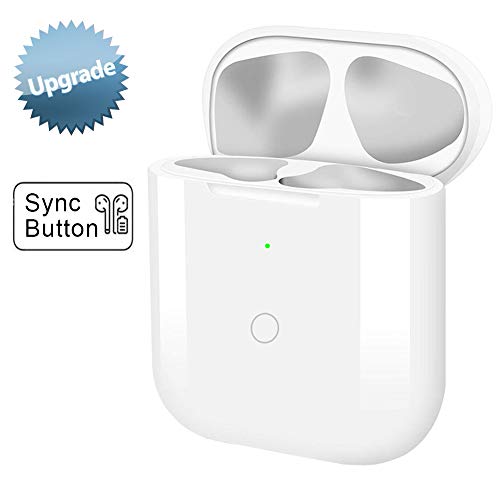 Estuche de Carga Inalámbrica con Botón de Sincronización Compatible con AirPods 1 2 con Emparejamiento Bluetooth (Air Pods no Incluidas), Cubierta Protectora para Auriculares