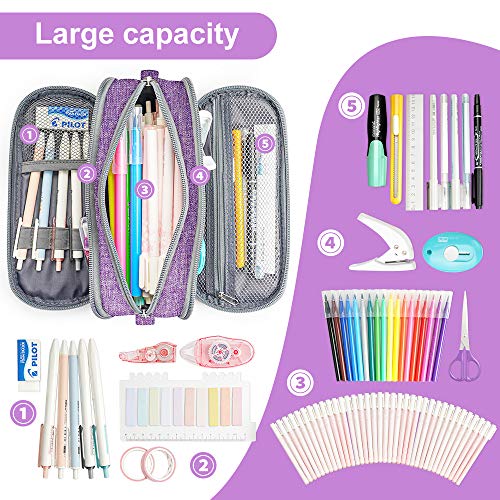 Estuche de lápices Gran capacidad Soporte para bolígrafos Bolsa Caja Maquillaje Bolsa Almacenamiento grande Papelería Organizador Escuela Colegio Oficina para adolescentes Niñas Estudiante