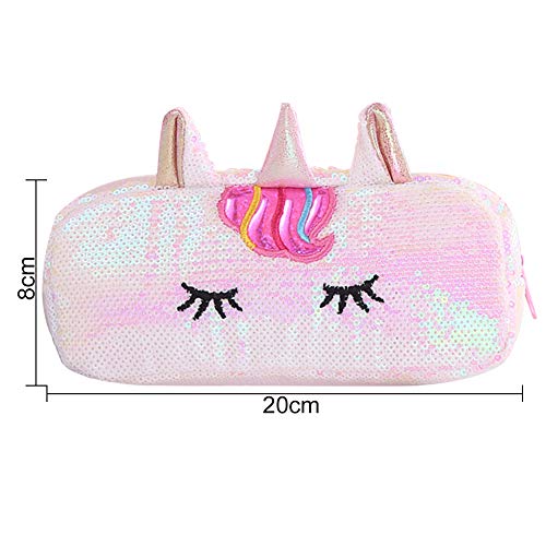 Estuche de lápices Unicornio - YUESEN Estuches Escolar Grande Lápiz de Gran Capacidad Bolsas Diseño de arcoíris reversible con lentejuelas lápiz Unicornio para Niñas Niños y Adultos