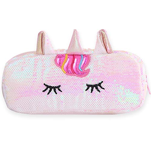 Estuche de lápices Unicornio - YUESEN Estuches Escolar Grande Lápiz de Gran Capacidad Bolsas Diseño de arcoíris reversible con lentejuelas lápiz Unicornio para Niñas Niños y Adultos