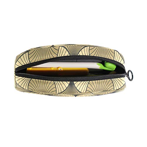 Estuche para bolígrafos Estuche para maquillaje Art Deco Shell Estuche para lápices semicírculo dorado y negro, estuche para bolígrafos de gran capacidad Estuche para bolígrafos Estuche para pa