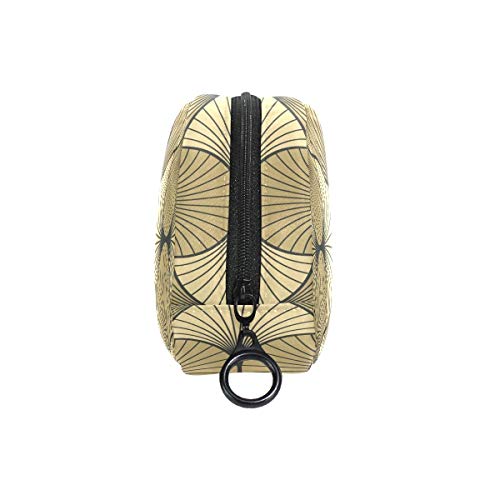 Estuche para bolígrafos Estuche para maquillaje Art Deco Shell Estuche para lápices semicírculo dorado y negro, estuche para bolígrafos de gran capacidad Estuche para bolígrafos Estuche para pa