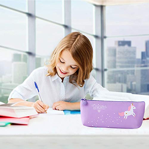 Estuche Unicornio - WENTS 4 Pcs Papelería Bolígrafos de Estuche Unicornio Notas post it para Suministros de Oficina de la Escuela Lindo Regalo Escuela Set