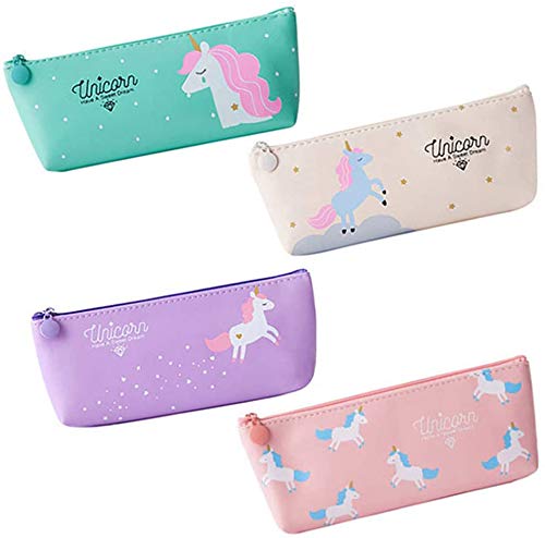 Estuche Unicornio - WENTS 4 Pcs Papelería Bolígrafos de Estuche Unicornio Notas post it para Suministros de Oficina de la Escuela Lindo Regalo Escuela Set