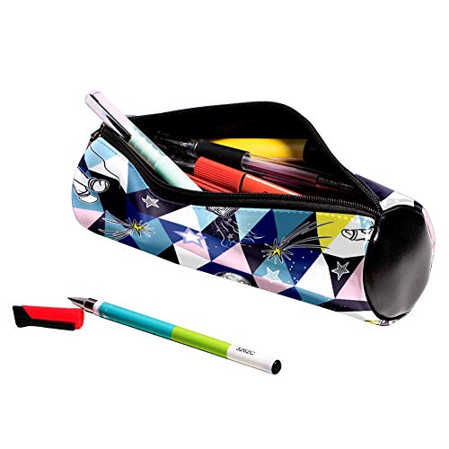 Estuches de lápices TIZORAX Astronautas y extraterrestres en forma de triángulo Bolígrafo Bolso cosmético de maquillaje para mujeres Niñas Niños