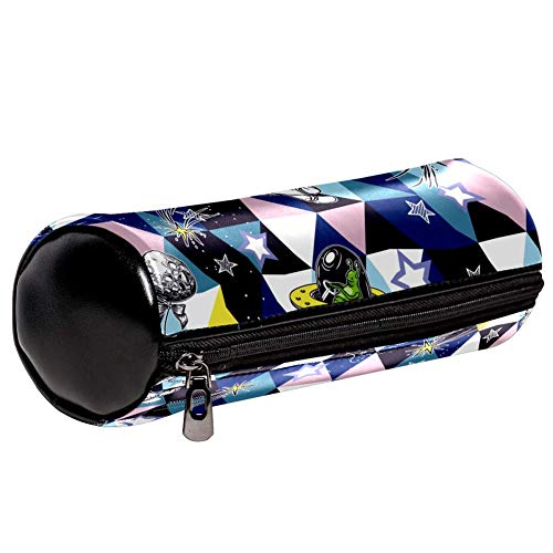 Estuches de lápices TIZORAX Astronautas y extraterrestres en forma de triángulo Bolígrafo Bolso cosmético de maquillaje para mujeres Niñas Niños