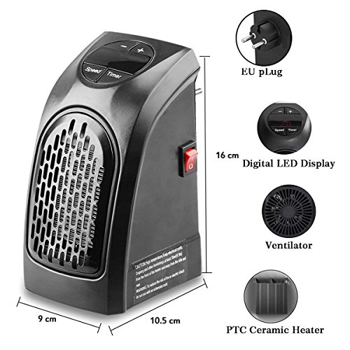 Estufa Eléctrica Calefactor Mini Portátil Handy Heater 350W Bajo Consumo Temperatura Regulable Baño Casa Oficina Enchufe UE