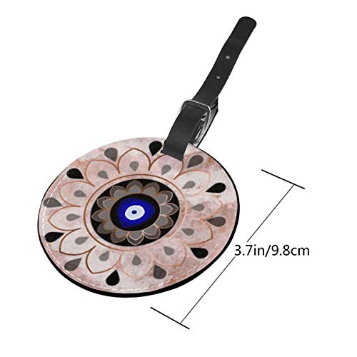 Etiquetas De Equipaje De Cuero Sintético Identificación De Nombre con Cubierta De Privacidad Trasera para Maleta De Viaje, Mandala de Cobre Ahumado del Ojo Rosado