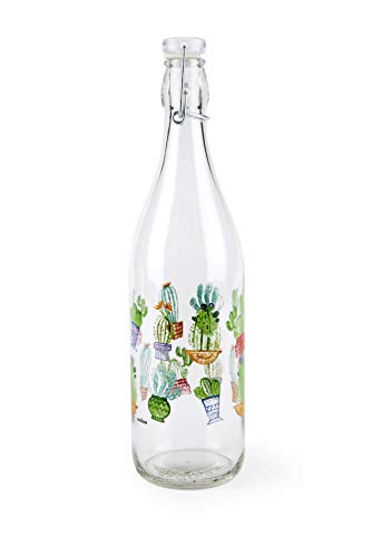 Excelsa - Botella Transparente con decoración de Cactus