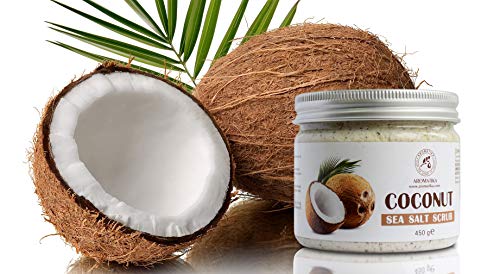 Exfoliante Corporal 450g - Coco & Sal Marina Exfoliante - Limpia la Piel - Hidratante - Anticelulítica - Cuidado del Cuerpo & Facial - Rico en Minerales de Sal Marina - Coconut Sea Salt Scrub