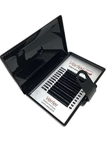 Extensión de Pestaña profesional Pelo a Pelo 100% pelo visón natural color negro mate Longitud:8mm-12mm, Curvatura C (Los pelos naturales de visón no existen la diferencia de espesor) (SD 12mm C)