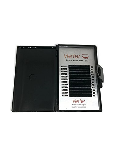 Extensión de Pestaña profesional Pelo a Pelo 100% pelo visón natural color negro mate Longitud:8mm-12mm, Curvatura C (Los pelos naturales de visón no existen la diferencia de espesor) (SD 12mm C)