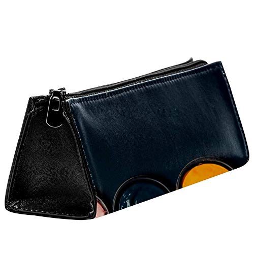 EZIOLY Catálogo de colores de muestra. Estuche de piel con cremallera para lápices, estuche de papelería, bolsa de maquillaje, bolsa de cosméticos, triangular para la escuela, el trabajo y viajes