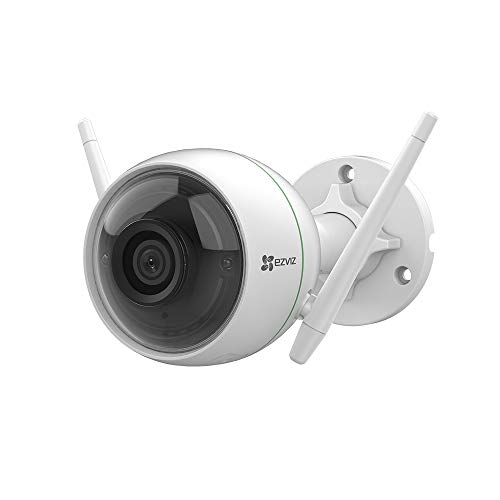 EZVIZ C3WN 1080p Cámara de Seguridad, 2.4GHz WiFi Exterior Cámara de Vigilancia, Visión Nocturna, IP66, Dos Antenas WiFi Externas, Servicio de Nube, Compatible con Alexa