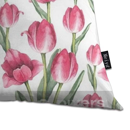 Fabulous_Woo - Funda de cojín con diseño de tulipanes y flores, sin costuras, 50 x 50 cm