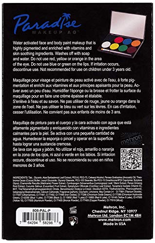 Face Paint Palette with 8 Colors By Paradise Makeup Aq (Pastel) by Mehron