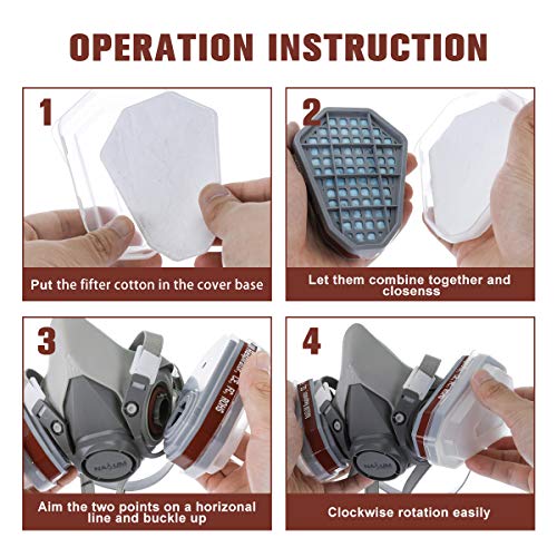 Facial Cubierta, NASUM Facial Cubierta Antipolvo, Filtro de Protección, A Prueba de Polvo, Reutilizable a Media Cara, para Trabajo en Aerosol/Pintura