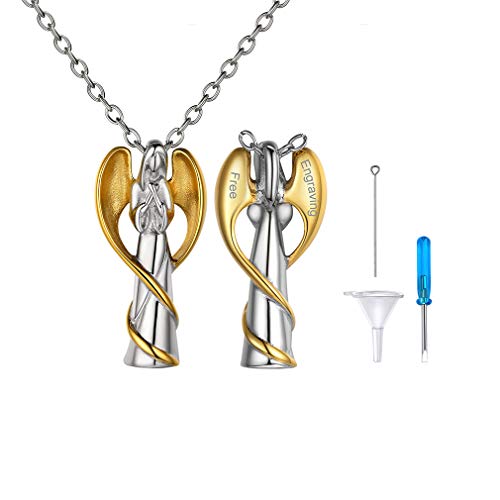 FaithHeart Textos Grabados Collar Personalizado Madre de Jesús Colgante Cristiano Acero Dorado Joyería Cremación Memorial Cenizas Aceites Perfumes Flores Secos