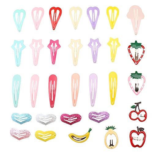 falllea 100 Piezas de Pinza de Pelo Metal Multicolor Pelo Horquillas Pinzas para el Cabello a Presión de Diseño de Dibujos Animados Accesorios Cabello para Niñas Infantiles