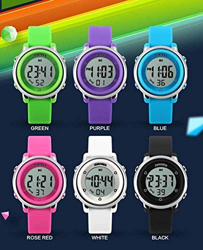 FANPING Niños Digital Deporte Reloj Resistente al Agua de los Relojes eléctricos Chico de Limpieza Kid LED Deportes al Aire Libre, los Relojes con retroiluminación LED for los niños (Color : Black)