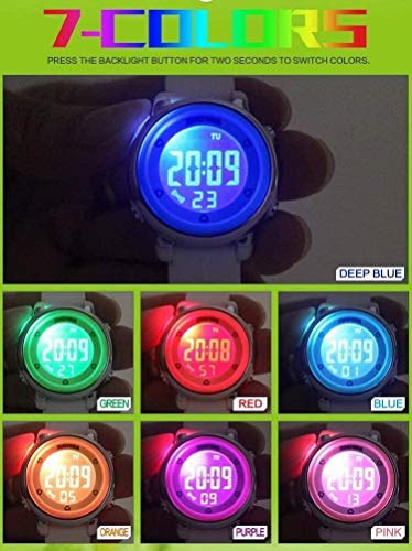 FANPING Niños Digital Deporte Reloj Resistente al Agua de los Relojes eléctricos Chico de Limpieza Kid LED Deportes al Aire Libre, los Relojes con retroiluminación LED for los niños (Color : Black)