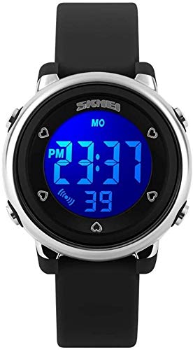 FANPING Niños Digital Deporte Reloj Resistente al Agua de los Relojes eléctricos Chico de Limpieza Kid LED Deportes al Aire Libre, los Relojes con retroiluminación LED for los niños (Color : Black)