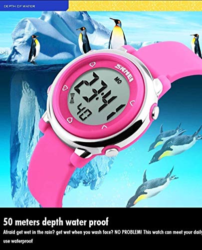 FANPING Niños Digital Deporte Reloj Resistente al Agua de los Relojes eléctricos Chico de Limpieza Kid LED Deportes al Aire Libre, los Relojes con retroiluminación LED for los niños (Color : Black)