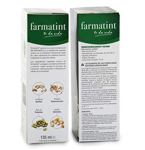 Farmatint Gel 5N Castaño Claro | Color natural y duradero | Componentes vegetales y aceites naturales | Sin amoníaco | Sin Parabenos | Dermatológicamente testado