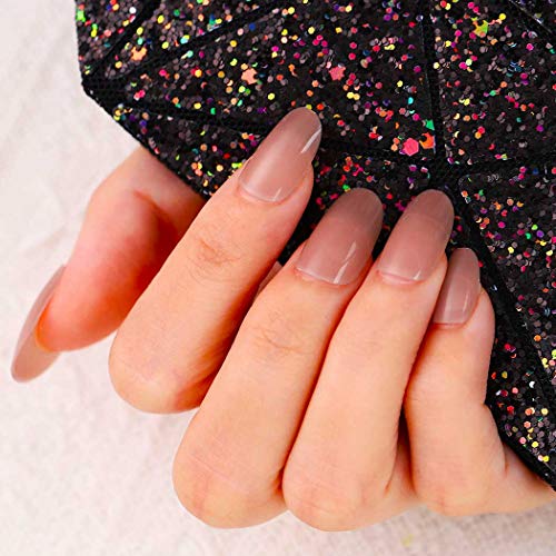 Fashband Fashion Fake Nails Pink Full Cover Acrílico Oval False Nail Daily Party Clip Press On Nails 24 piezas para mujeres y niñas