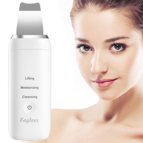 fayleer Peeling Ultrasónico Facial Limpiador Facial Ultrasónica Espátula Ultrasónica Skin Scrubber Exfoliación Limpiador de Poros para Limpieza Facial y Cuidado Facial