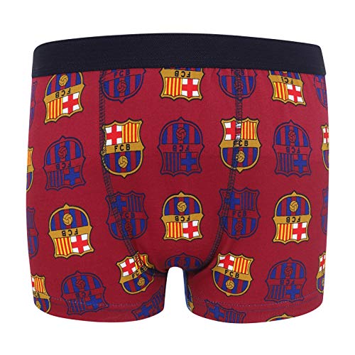 FC Barcelona - Pack de 3 calzoncillos oficiales de estilo bóxer - Para niños - Con el escudo del club - Multicolor - 9-10 años